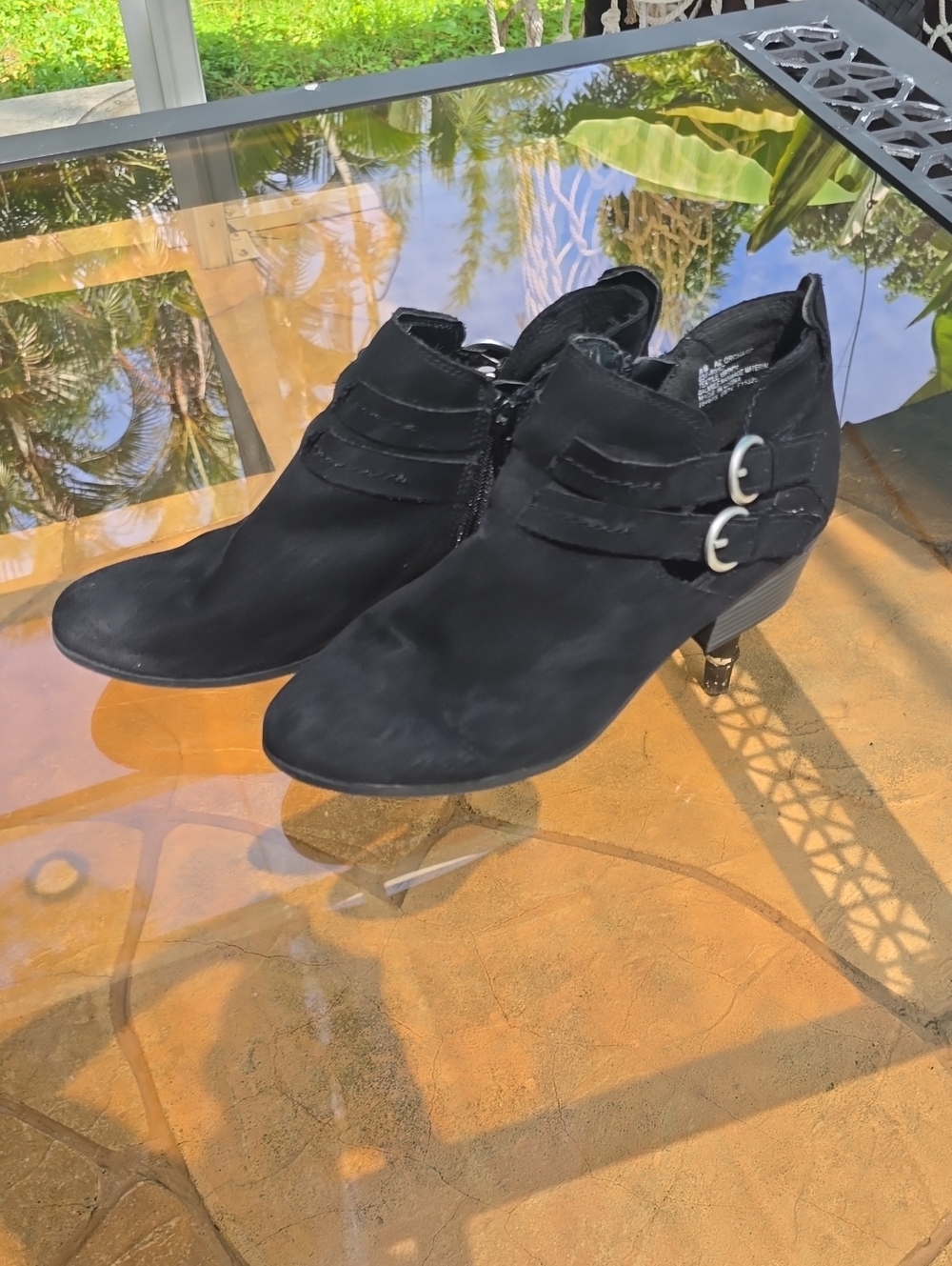 Arizona Jean Company Black Ankle Booties with Double Buckle